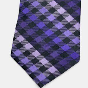 Croft & Barrow Silk Tie Purple Geometric Checker Formal Professional
